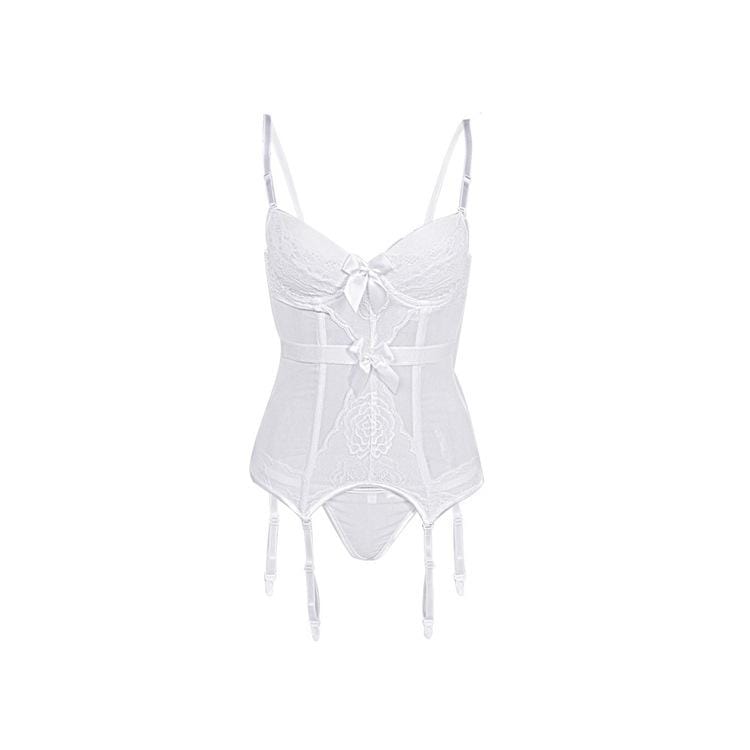 Gothic Lace Splicing Mesh Slip Sheer Overbust Corsets