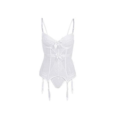 Gothic Lace Splicing Mesh Slip Sheer Overbust Corsets