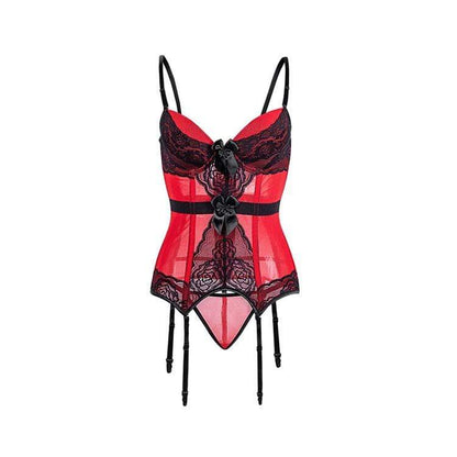 Gothic Lace Splicing Mesh Slip Sheer Overbust Corsets