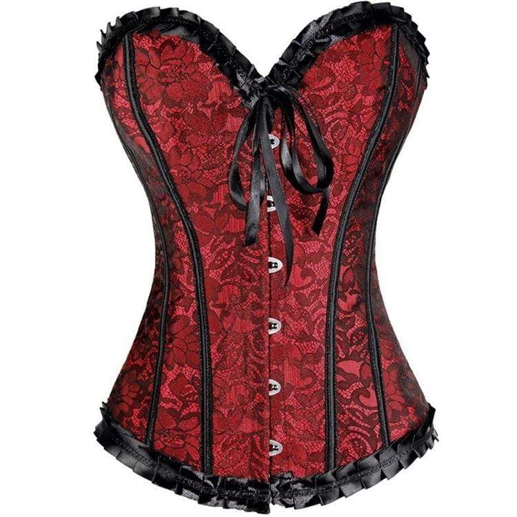 Gothic Lace-up Floral Mesh Overbust Corsets