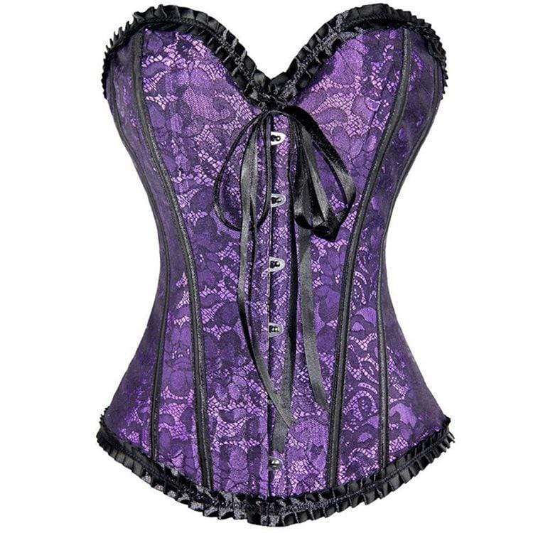 Gothic Lace-up Floral Mesh Overbust Corsets