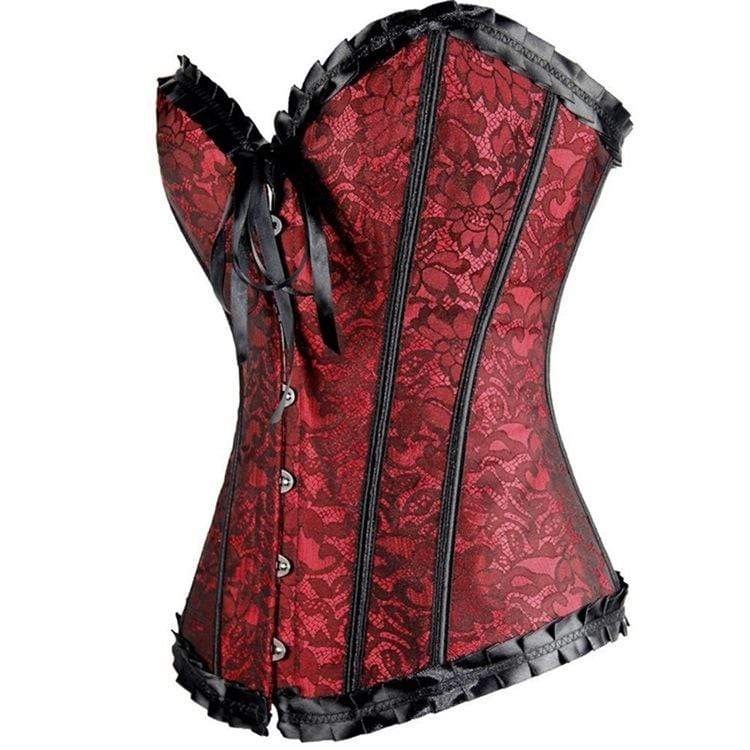 Gothic Lace-up Floral Mesh Overbust Corsets