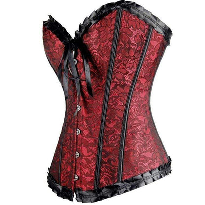 Gothic Lace-up Floral Mesh Overbust Corsets