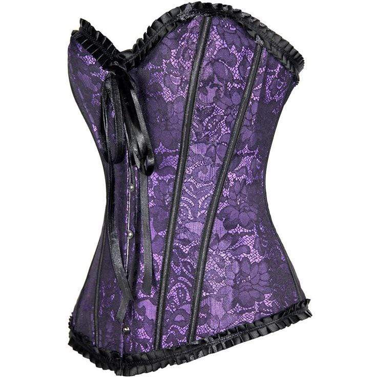 Gothic Lace-up Floral Mesh Overbust Corsets