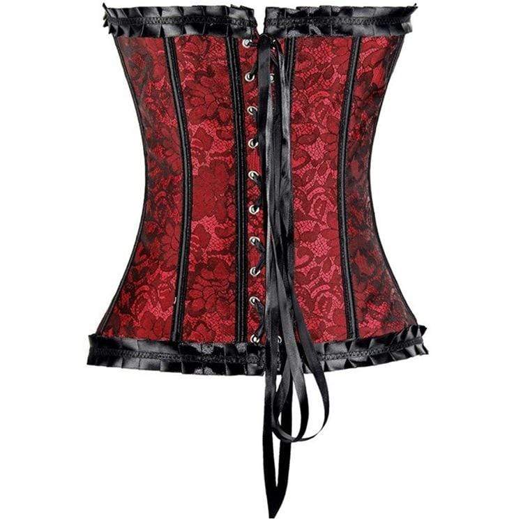 Gothic Lace-up Floral Mesh Overbust Corsets
