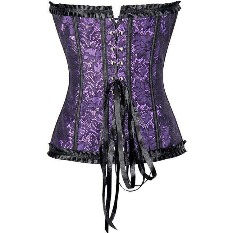 Gothic Lace-up Floral Mesh Overbust Corsets