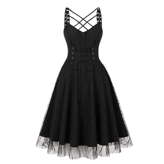 Gothic Lace-up Music Festival Slip Dress