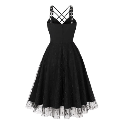 Gothic Lace-up Music Festival Slip Dress