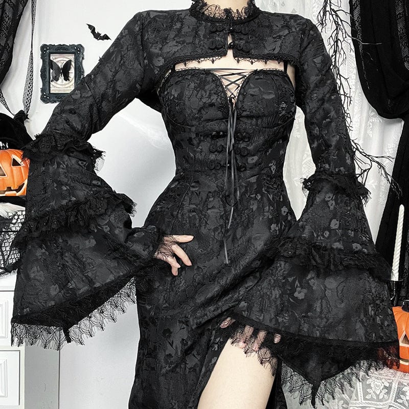 Gothic Lace-up Side Slit Slip Dress