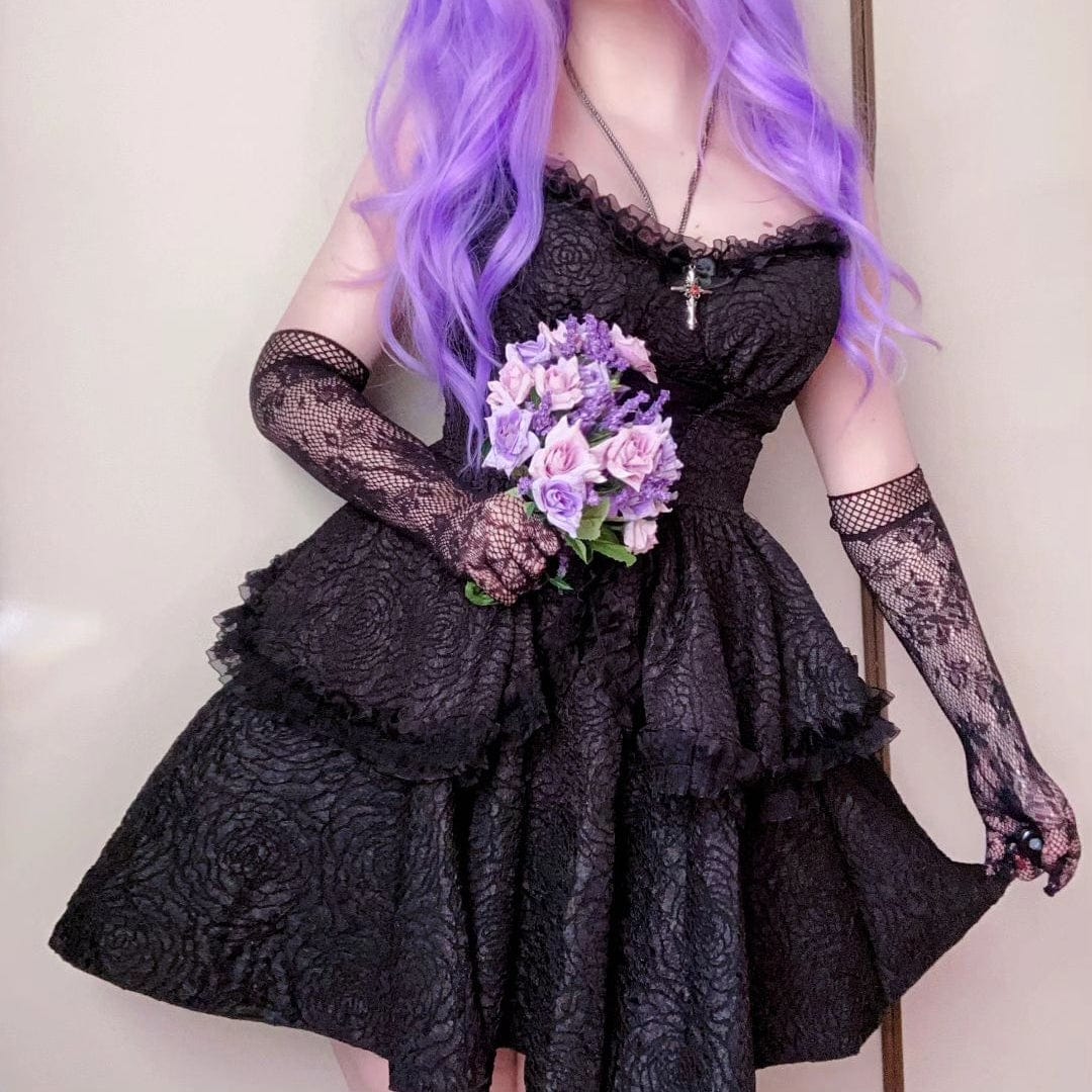 Gothic Layered Draped Slip Dress Graduation Dress