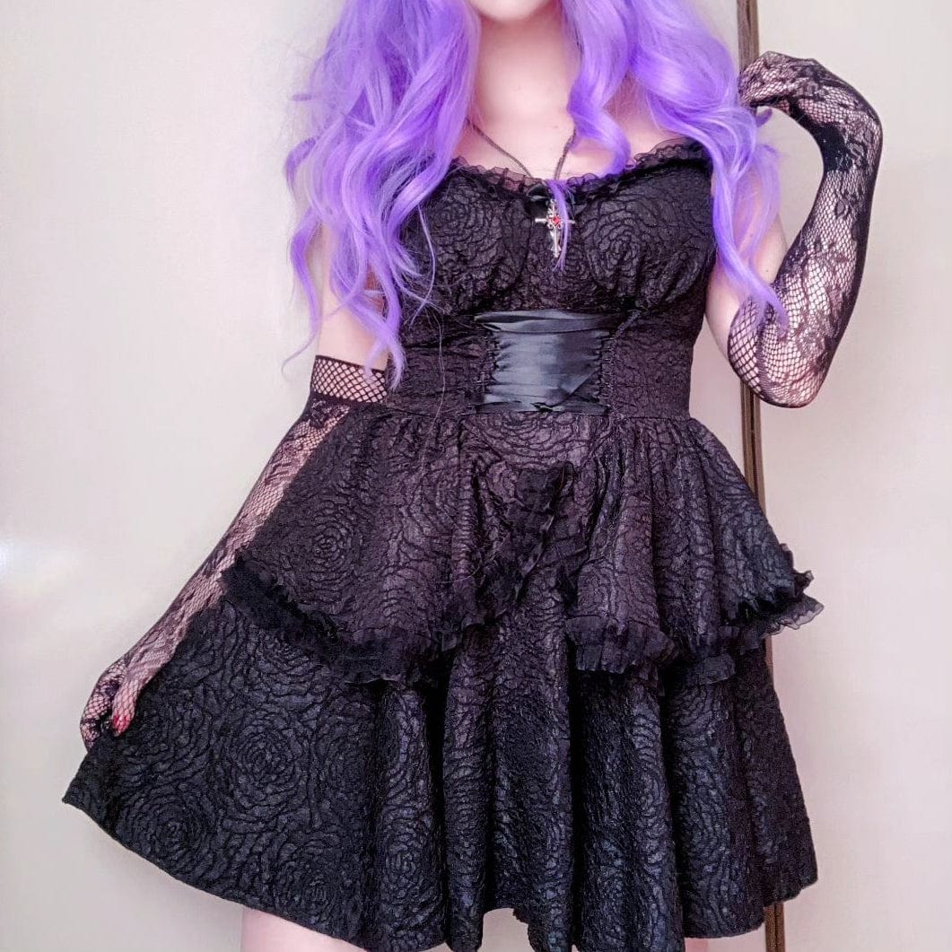 Gothic Layered Draped Slip Dress Graduation Dress