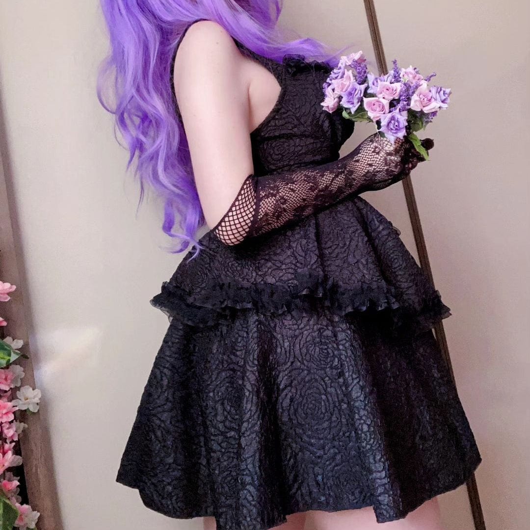 Gothic Layered Draped Slip Dress Graduation Dress