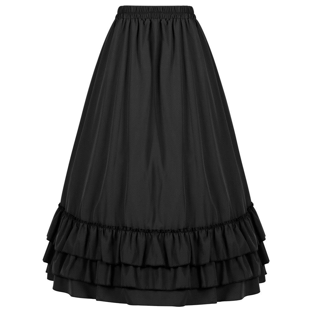 Gothic Layered Ruffled Long Pleated Skirt