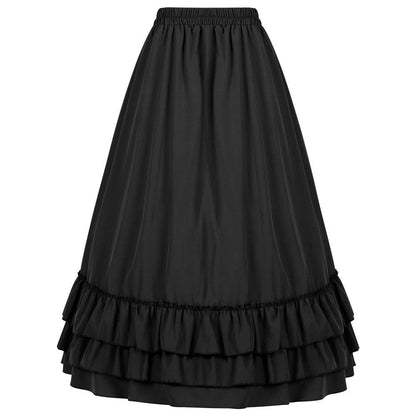 Gothic Layered Ruffled Long Pleated Skirt