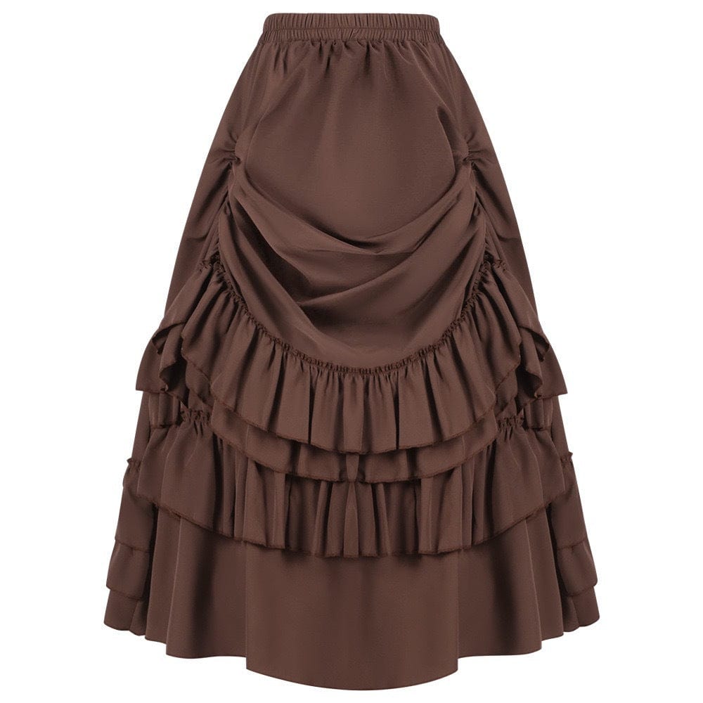 Gothic Layered Ruffled Long Pleated Skirt