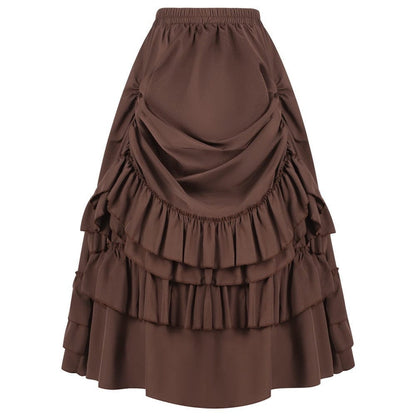 Gothic Layered Ruffled Long Pleated Skirt