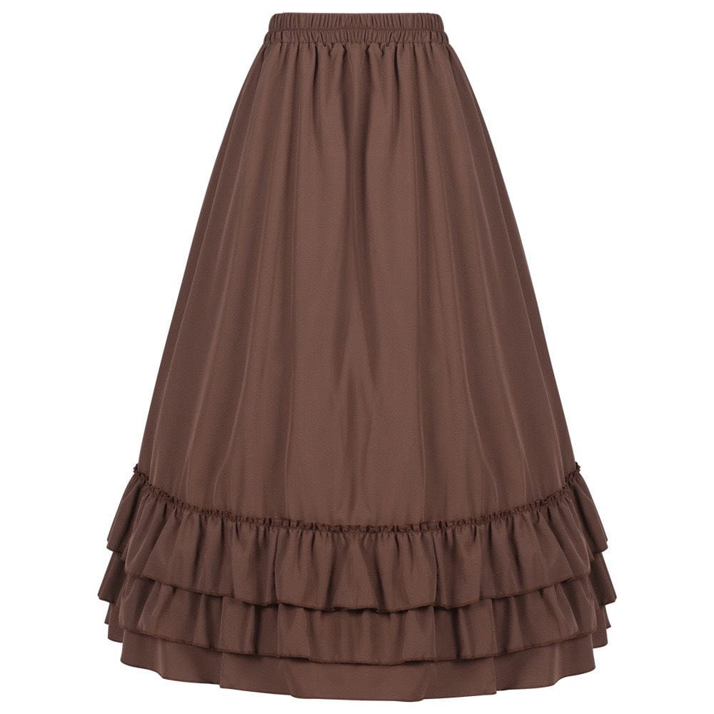 Gothic Layered Ruffled Long Pleated Skirt