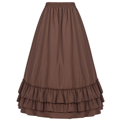 Gothic Layered Ruffled Long Pleated Skirt