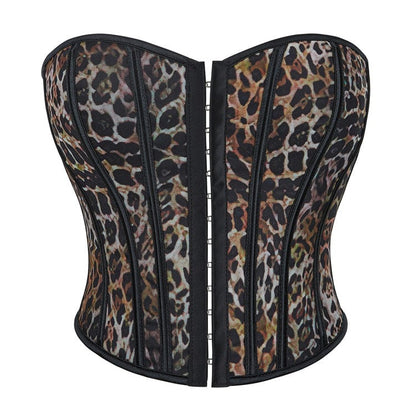 Gothic Leopard Printed Lace-up Overbust Corset