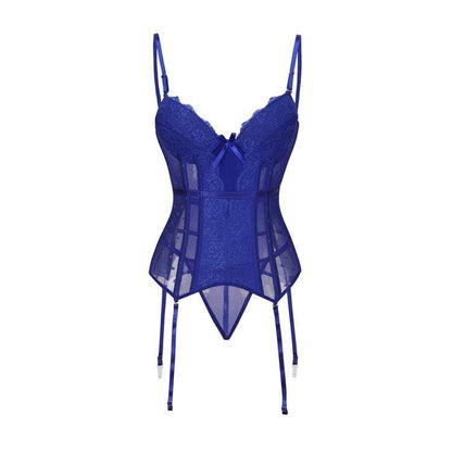 Gothic Lingerie Lace Sheer Overbust Corsets With T-back