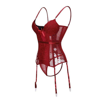Gothic Lingerie Lace Sheer Overbust Corsets With T-back