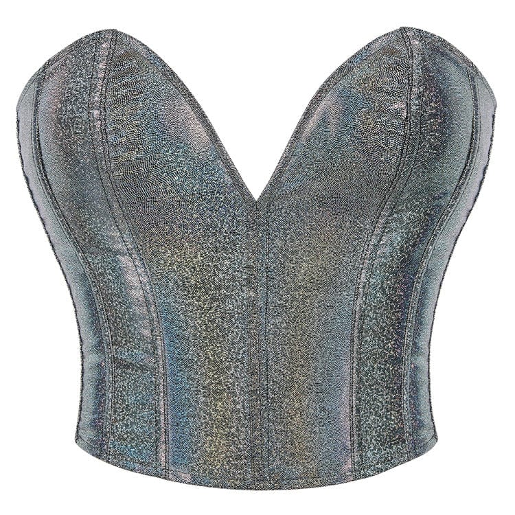 Gothic Plunging Sequin Lace-up Overbust Corset