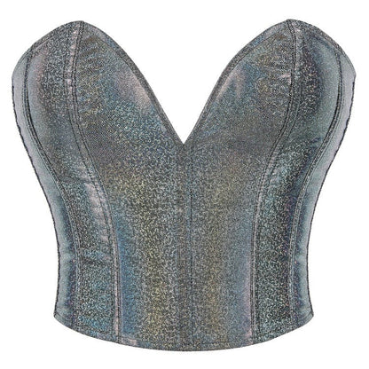 Gothic Plunging Sequin Lace-up Overbust Corset