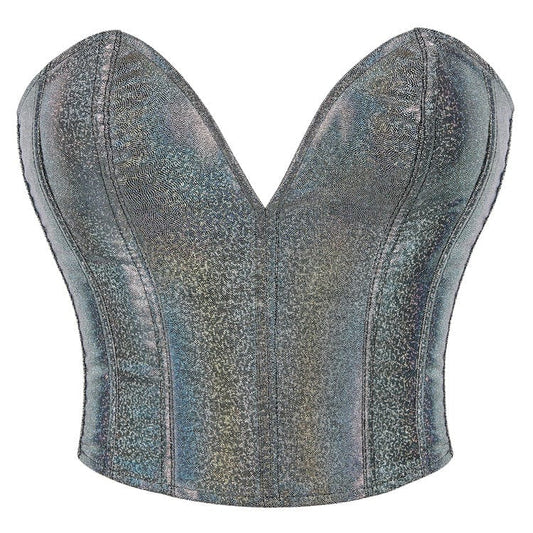 Gothic Plunging Sequin Lace-up Overbust Corset