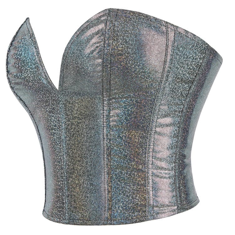 Gothic Plunging Sequin Lace-up Overbust Corset