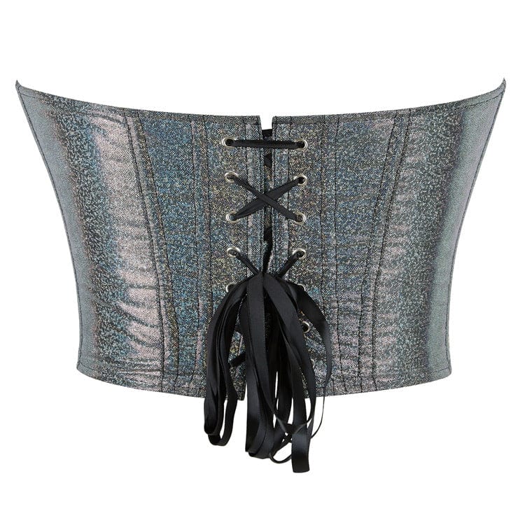 Gothic Plunging Sequin Lace-up Overbust Corset