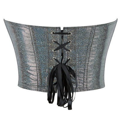 Gothic Plunging Sequin Lace-up Overbust Corset