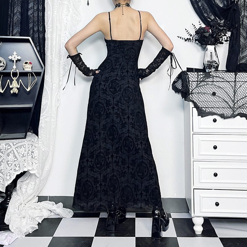 Gothic Shoulder Straps Slim Fitted Long Slip Dress