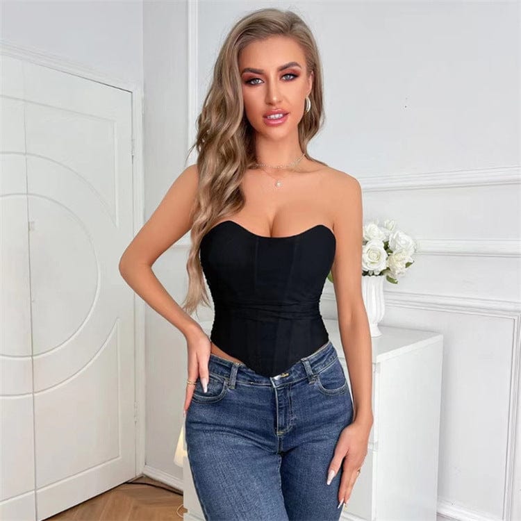 Gothic Strappy Ruched Mesh Overbust Corset