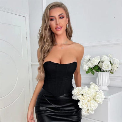 Gothic Strappy Ruched Mesh Overbust Corset