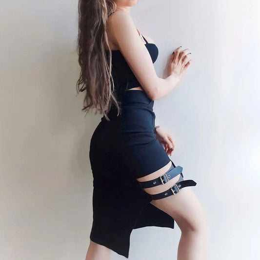 Grunge Cutout Irregular Black Maxi Skirts