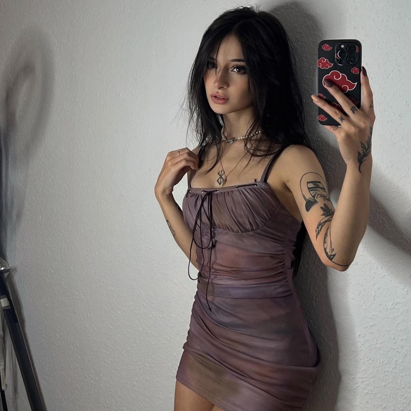 Grunge Lace-up Ruched Slip Dress