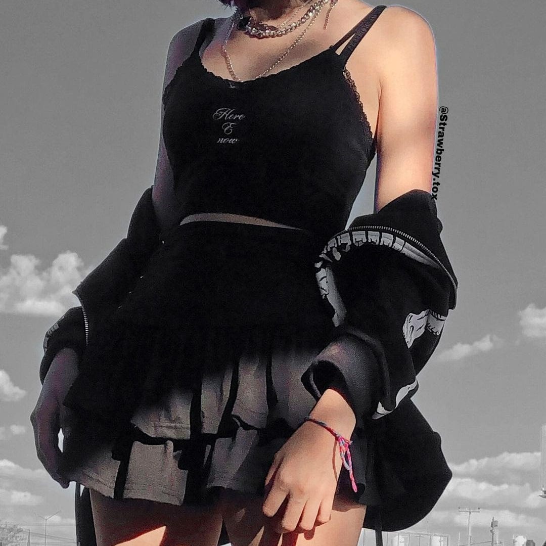 Grunge Side Lacing Double-layer Mini Skirts