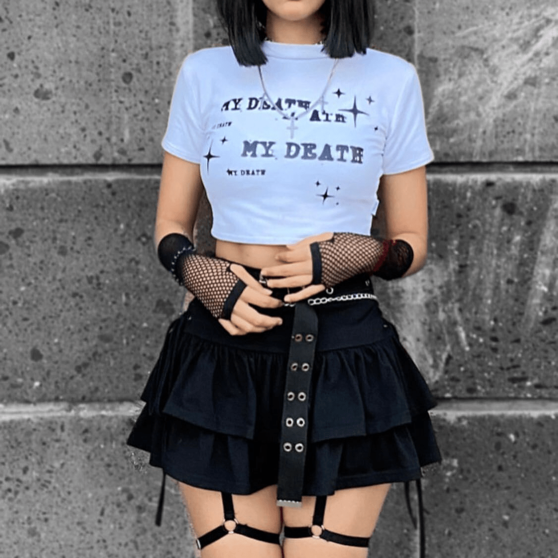 Grunge Side Lacing Double-layer Mini Skirts
