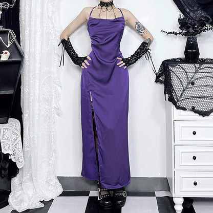 Grunge Split Lace-up Nightgown Slip Dress