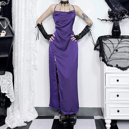 Grunge Split Lace-up Nightgown Slip Dress
