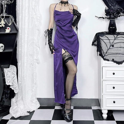 Grunge Split Lace-up Nightgown Slip Dress