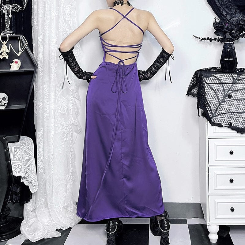 Grunge Split Lace-up Nightgown Slip Dress
