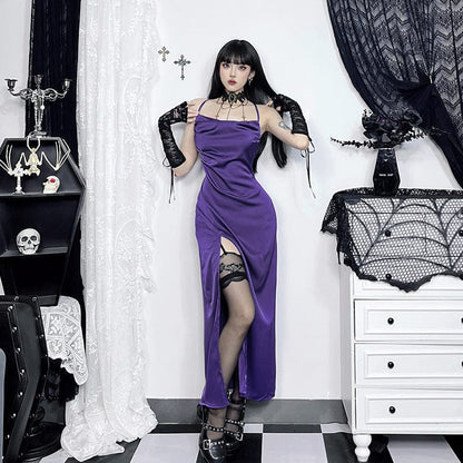 Grunge Split Lace-up Nightgown Slip Dress