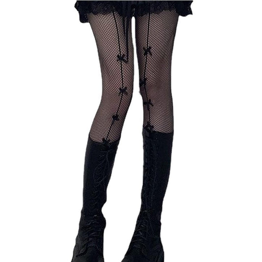 Punk Bowknot Fishnet Stockings