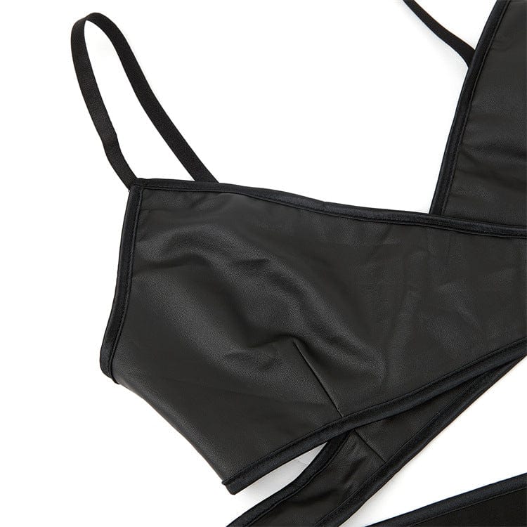 Punk Cross Strappy Faux Leather Bustier