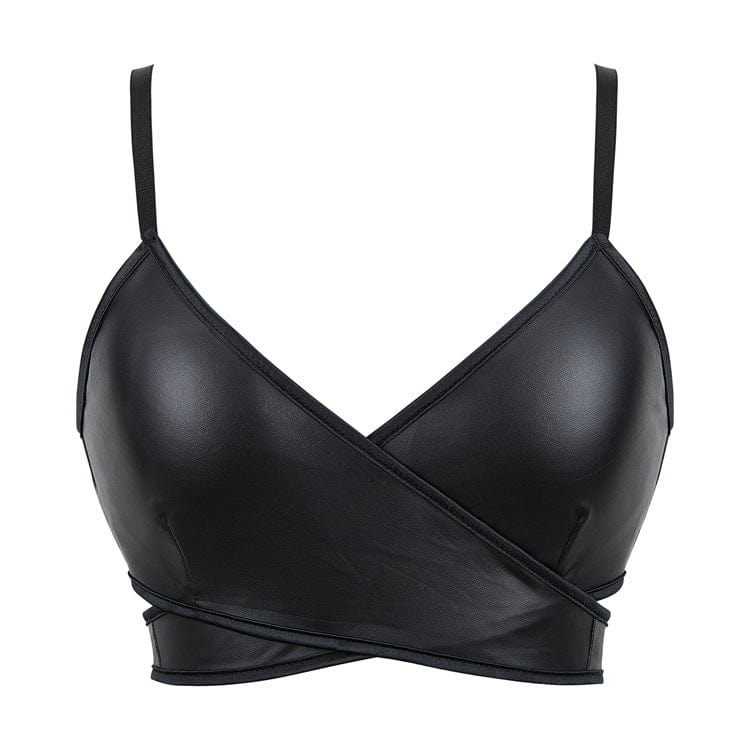 Punk Cross Strappy Faux Leather Bustier