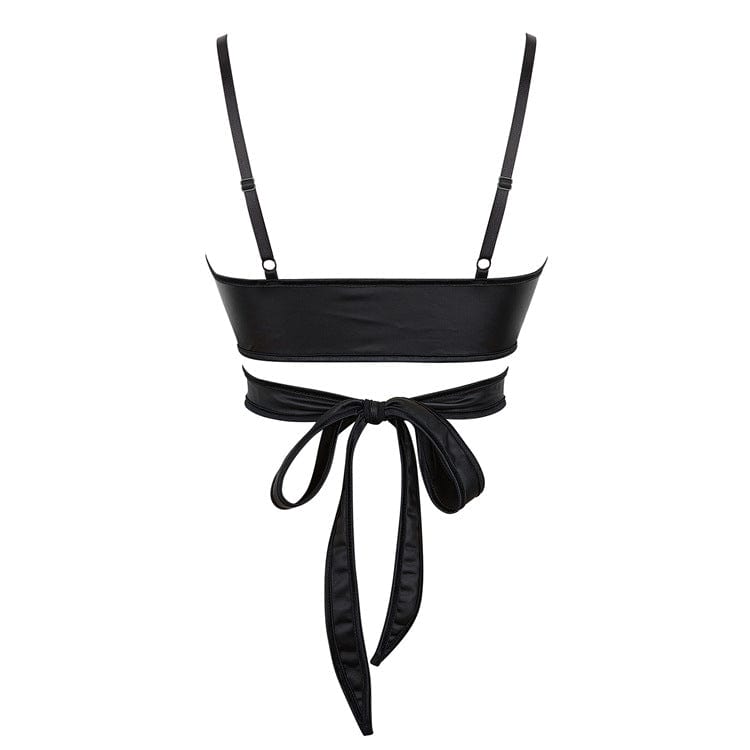 Punk Cross Strappy Faux Leather Bustier