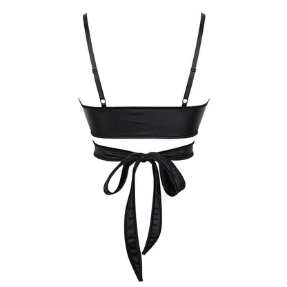 Punk Cross Strappy Faux Leather Bustier