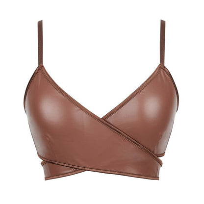 Punk Cross Strappy Faux Leather Bustier