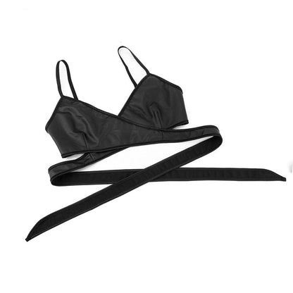 Punk Cross Strappy Faux Leather Bustier